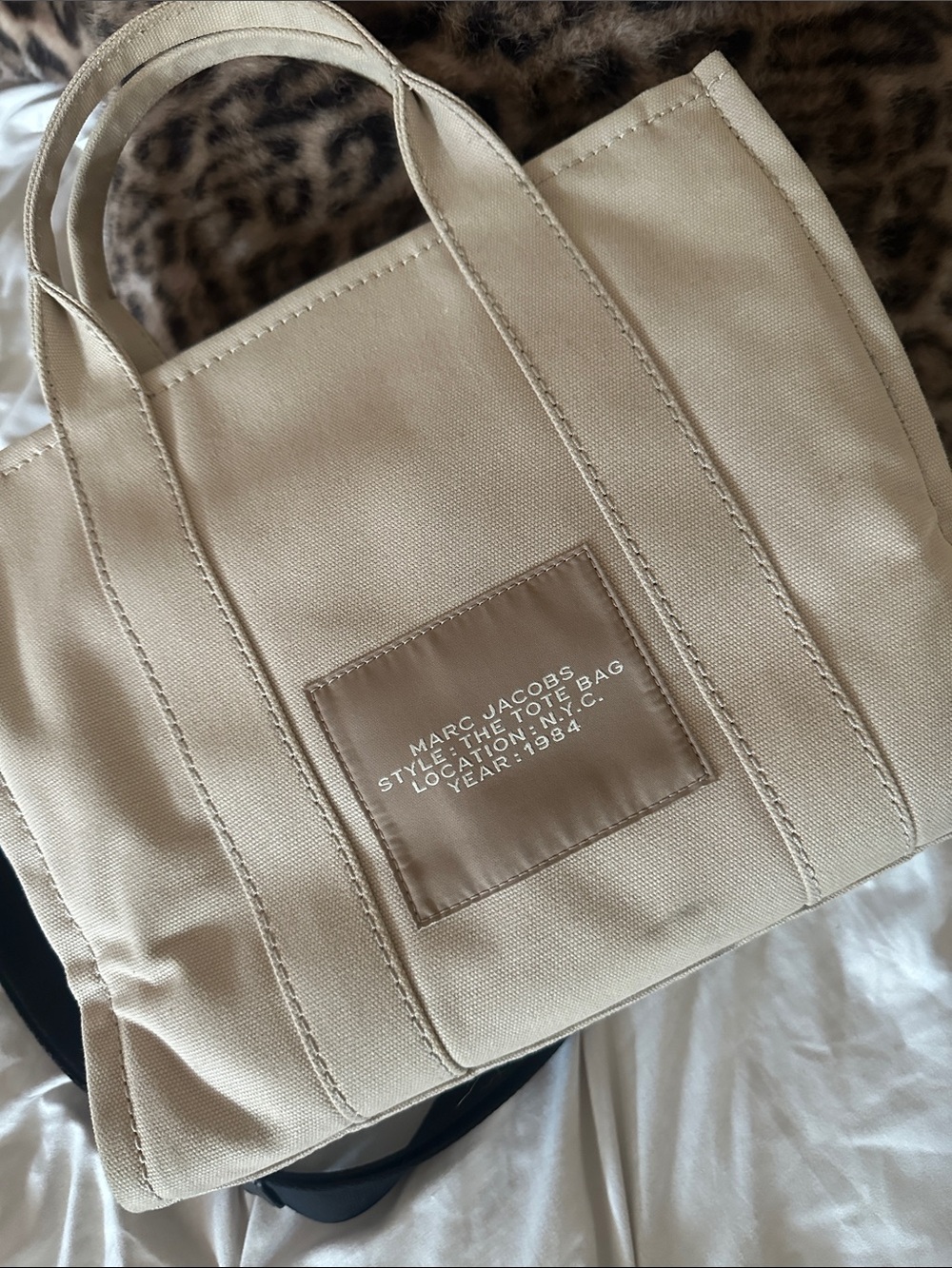 Marc Jacobs Beige Canvas Tote with Black Shoulder Strap - Picture 3 of 5